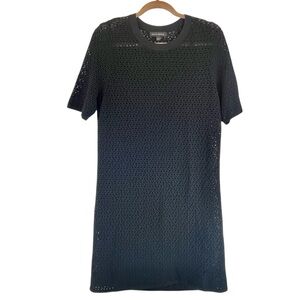Banana Republic Black Open Knit Dress with Slip Layer Underneath Sz L